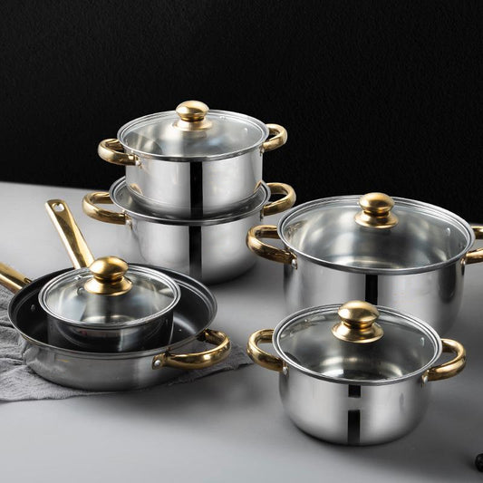 12-piece Pots and Pans Stainless Steel Non-Stick Commercial-Grade