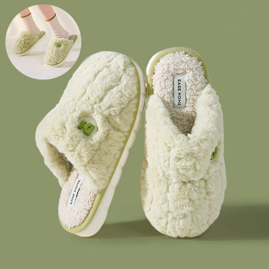 Warm Winter Plush Slippers Non-slip Thick-soled Fluffy Slippers Indoor Bedroom Soft Solid House Shoes